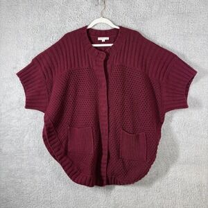 See by Chloe Burgundy Wool Blend Crochet Knit Cocoon Cardigan Sweater Size M